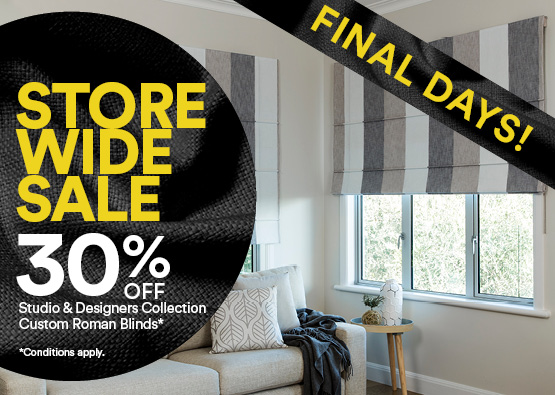 30% off Studio and Designers Collection Custom Roman Blinds*